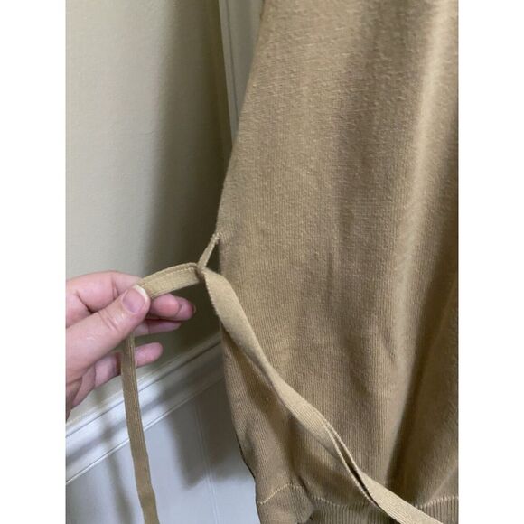 Vintage Van Heusen Tan Button Up Cardigan Waist Tie Gray/White/Brown Argyle Sz L - Picture 15 of 16